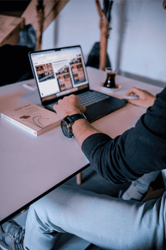 Man working remotely on a laptop